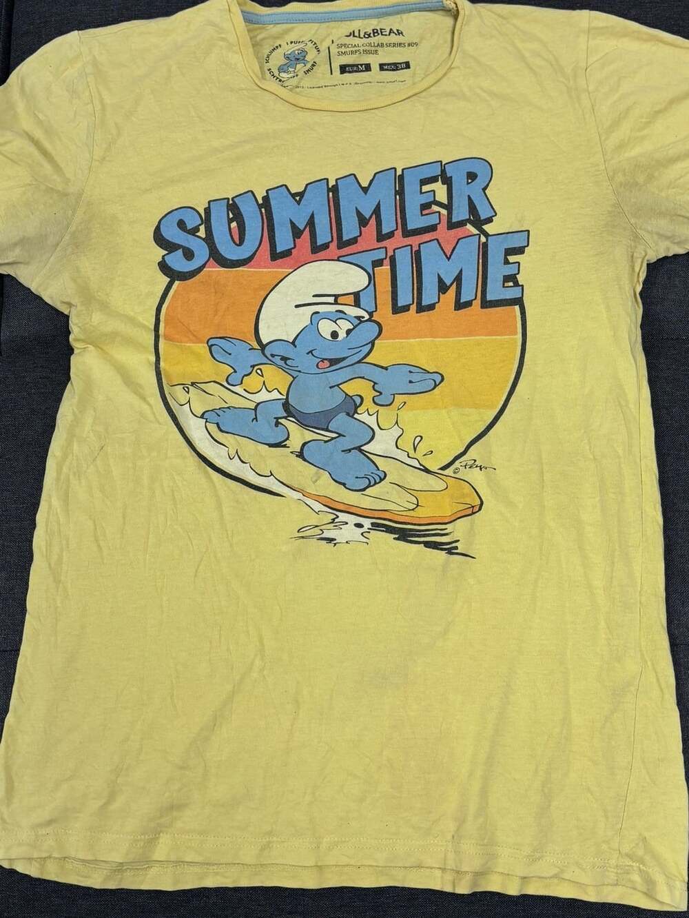 Pull & Bear Smurfs Special Collab Series #09 Summer Time T-Shirt Yellow Size M